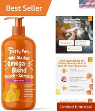 32oz Wild Alaskan Salmon Oil for Dogs Cats - Omega-3 Health Boost