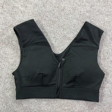 Tommie Copper Sports Bra Womens Small Black Zip Front Copper Znergy Support