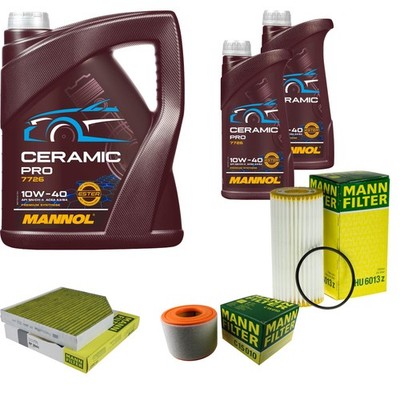 MANN Inspektionspaket 7L MANNOL Ceramic Pro 10W-40 für Audi A6 Avant 4G5 C7