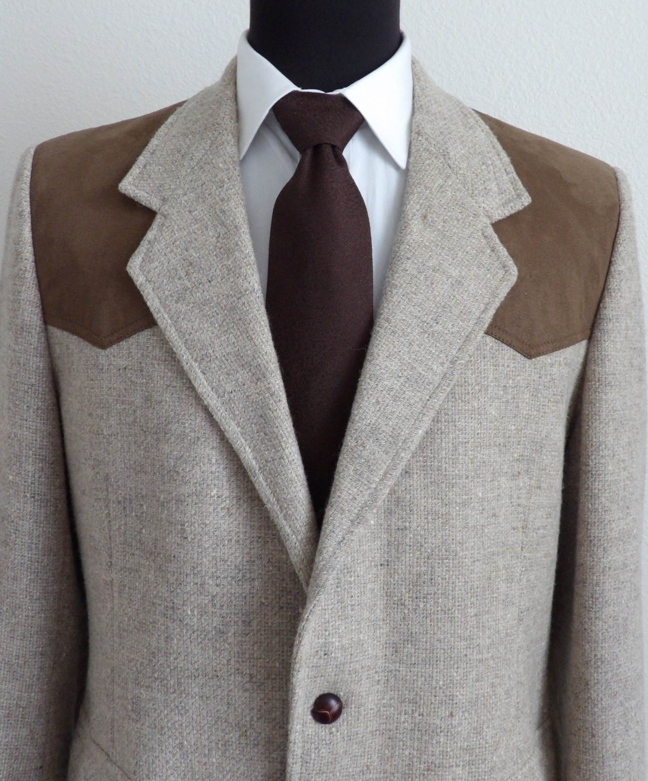 Pendleton western jacket 2btn center vent beige h… - image 2