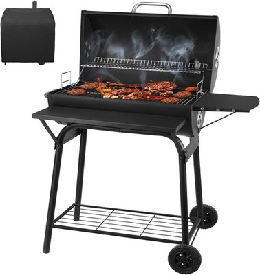 Vielseitiger BBQ Smoker Grill mit Seitenablagen & robustem Holzkohlekochsystem