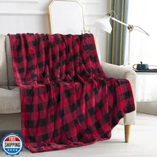 Elegant Comfort Velvet Touch Ultra Plush Christmas Holiday Buffalo Plaid Flee
