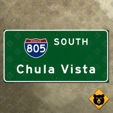 California Interstate 805 south Chula Vista freeway highway road sign 36x18