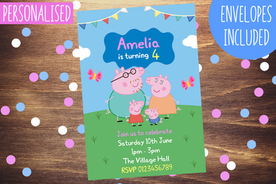 Peppa Pig Geburtstagsparty Einladungen Kindereinladungen inklusive Umschläge x12