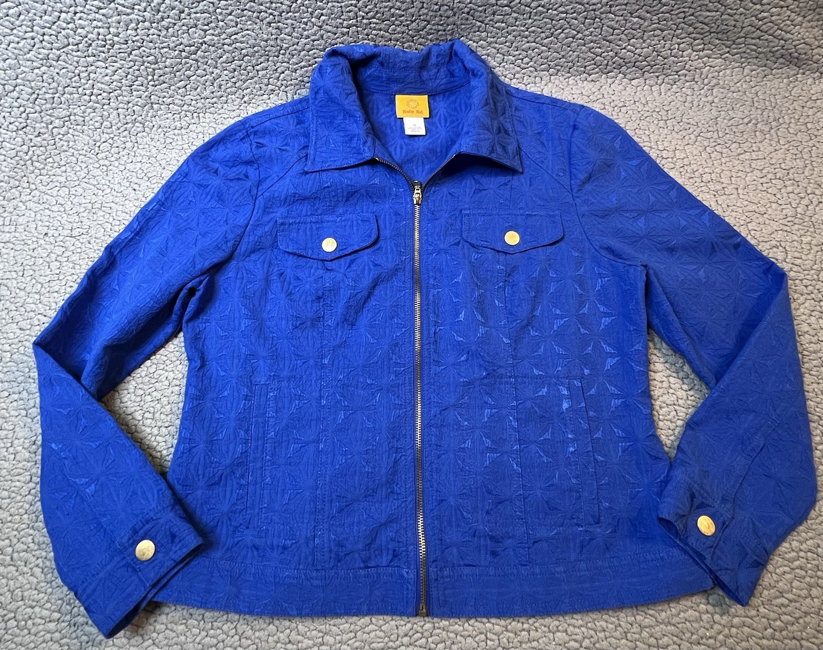 Ruby Red Full Zip Up Womens Royal Blue Jean Jacket Size 12 L