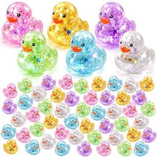 Lunmon 24 Pcs Summer Rubber Ducks Bulk Squeaky Floating Bath Ducks