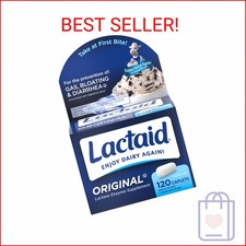 Lactaid Original Strength Lactose Intolerance Pills, 9000 FCC Natural Lactase En