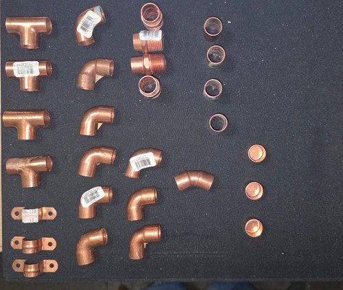 Lot of 28 Misc. - 5/8" Copper Tee,Copper Three-Way Fitting Welding Joint, Sweat
