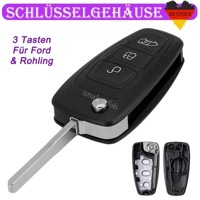 3 Tasten Klapp Schlüssel Gehäuse Ersatz für Ford Transit Custom Tourneo Connect