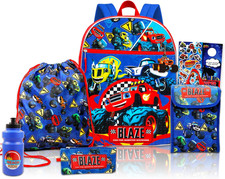 Blaze and the Monster Machines Backpack with Lunch Box for Kids - 5 Pc Bundle wi