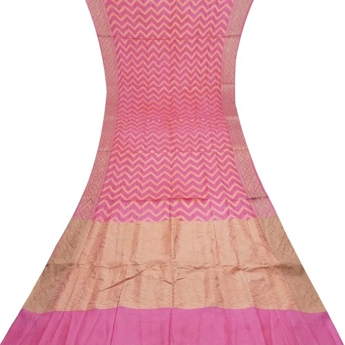 Namaste Vintage Pink Sarees 100% Pure Silk Woven Indian Sari 5YD Craft Fabric