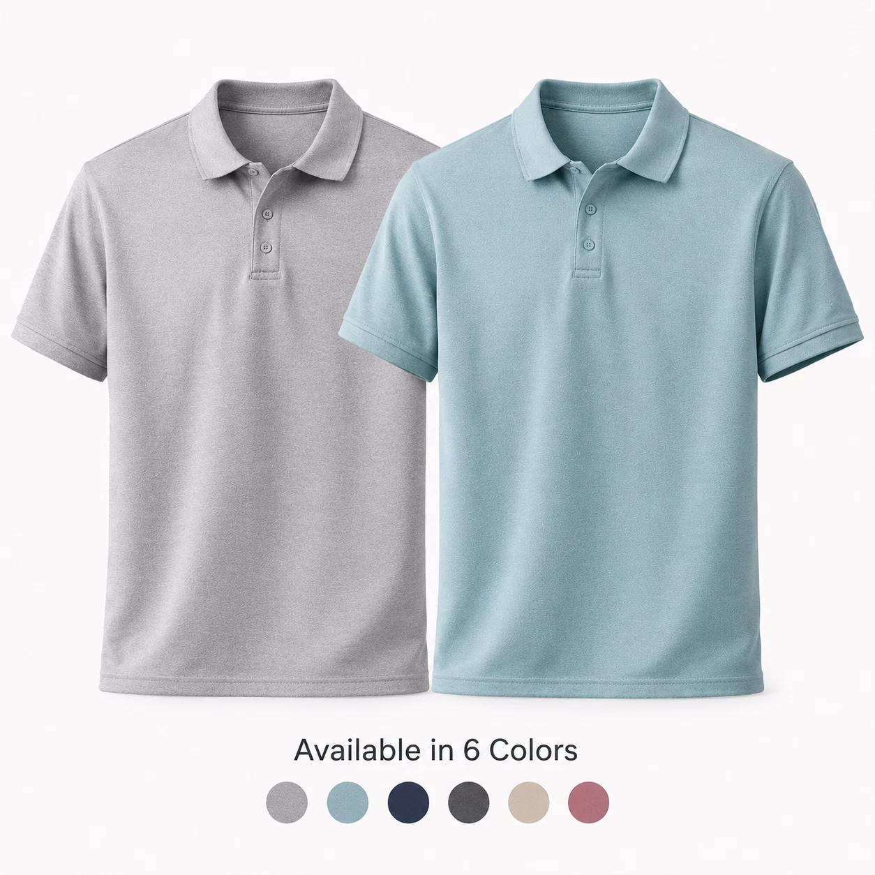 100% Combed Cotton Collared Polo Shirt Sea Blue & Gray Garment Dyed Professional