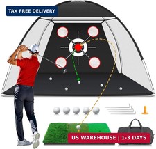 Golf Net with Practice Mat, Golf Hitting Aid Nets 10x7FT for Backyard Driving