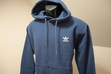 Adidas Hoodie Pull Over Blue Cotton Blend Athletic Sweater Mens Size Medium
