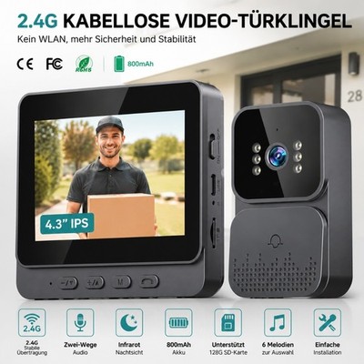 Video-Funkklingel mit Monitor und Türsprechanlage | Videosprechanlage
