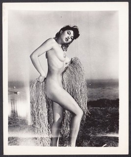 Foto vintage anni '50 Girlie PINUP principessa polinesiana nudo originale in bianco e nero #11