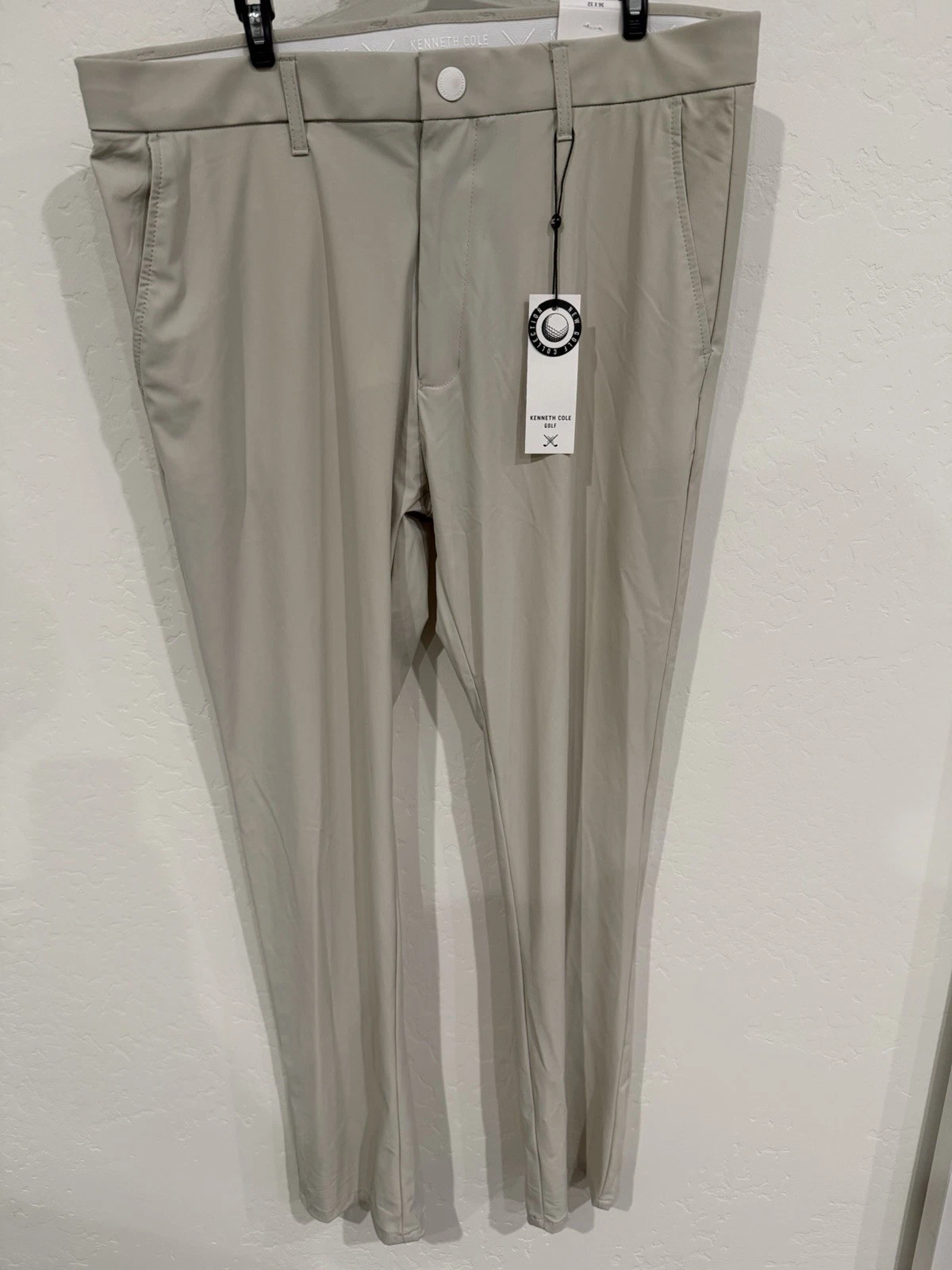 $79 Kenneth Cole Men's Golf Pants Lightweight Stretch Outerspace Off White 36X32