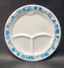 Vtg MCM Pyrex Blue Train Children's Divided Plate Tableware By Corning 791-37