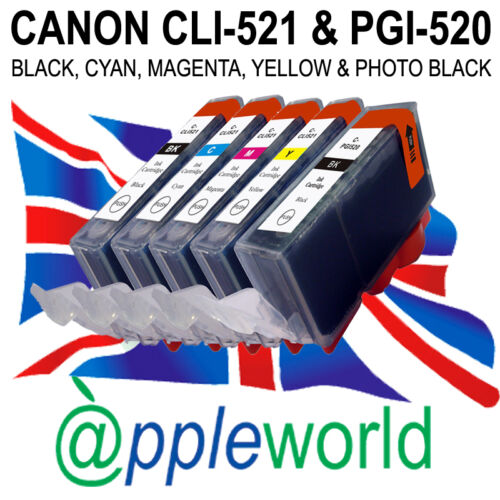 1 SET of CLI-521 & PGI-520 CHIPPED Ink carts compatible for CANON PIXMA printers - Afbeelding 1 van 1