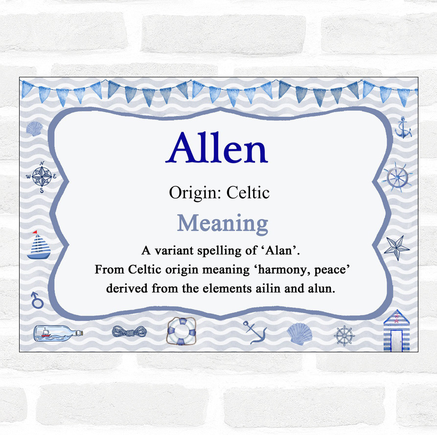 Allen Name Meaning Nautical Certificate | eBay