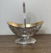 Corbell & Co. Silver Plated Oval Basket Handle Embossed Design Bottom Stamp Mark