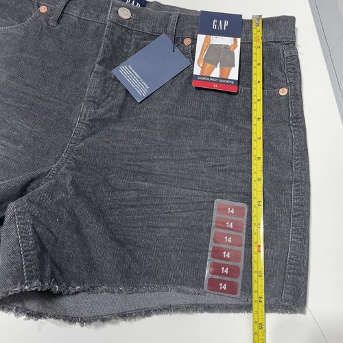GAP Corduroy Size 14 Gray Women Shorts Silver Bells Cut-Off Frayed Hem Shorts - Picture 10 of 13
