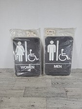 6 x 9" Men/Women 1 Pair Handicap Braille Restroom sign ADA Compliant Made In USA