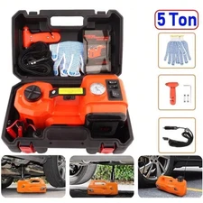 5 Ton 12V Electric Hydraulic Car Floor Jack W/ Impact Wrench &Tire Inflator Pump