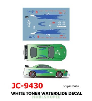 JC-9430 White Toner Waterslide Decals Eclipse Brian Diecast 1:64 Hot wheels