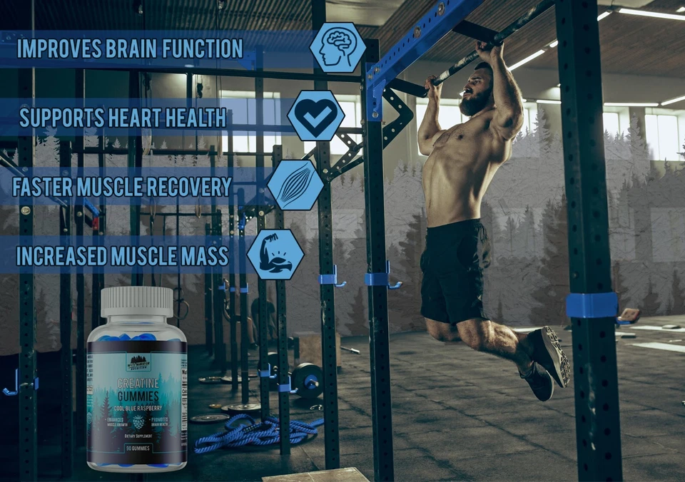 Gomitas de creatina - Monohidrato - Frambuesa azul fresca - Wild Warrior Nutrition Foto 4 de 4