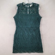 Forever 21 Womens Dress Size L Green Floral Lace Stretch Classic Cocktail Sheath