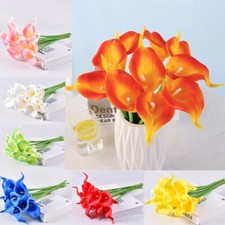 10pcs Calla Lily Bridal Wedding Bouquet Lataex Real Touch Artificial Flower Home