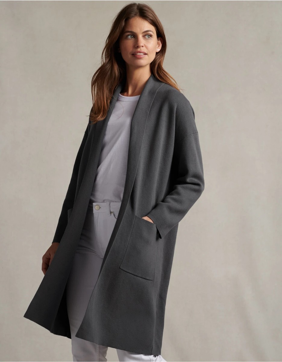 The White Company Shawl Collar Oversize Wool Coatigan, Grey, X