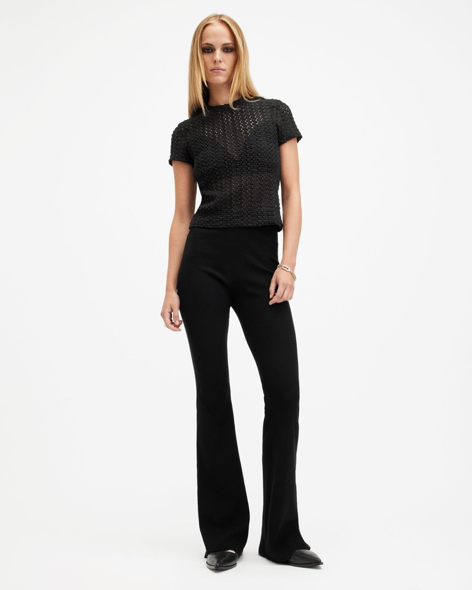 Allsaints Karma Crochet Stevie Slim Fit T-Shirt Kreideweiß