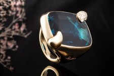 Pomellato Ring Ritratto Maxi London Topas Blau Diamanten 55 Roségold 750 Schmuck