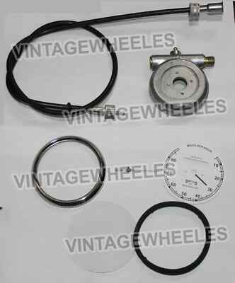 Smiths 80 MPH Instrument With White Face And 55'' Cable + Speedo Drive