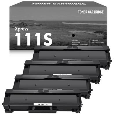 4x MLT-D111S Black Toner Cartridge Compatible with Samsung Xpress M2020W M2070W