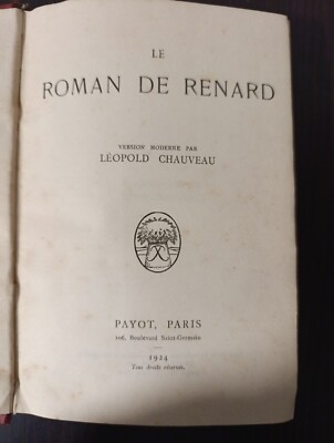 le roman de fox, chauveau, payot, paris, 1924