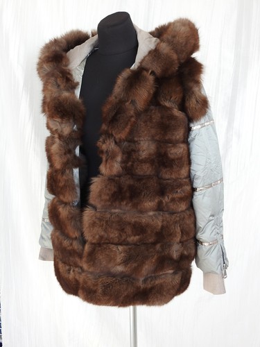 Designer Genuine Fur Puffer Down Hooded Jacket Coat Black Sz M L NEW NWD - Picture 3 of 21