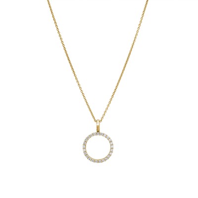 Lyomi Anhänger mit Kette  585 Gelbgold glanz Kreis mit 25 synth. Diam. 0,28ct.