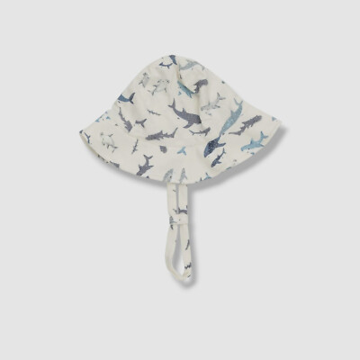 Angel Dear Baby Boy's White Shark Sun Hat Size 6-12M