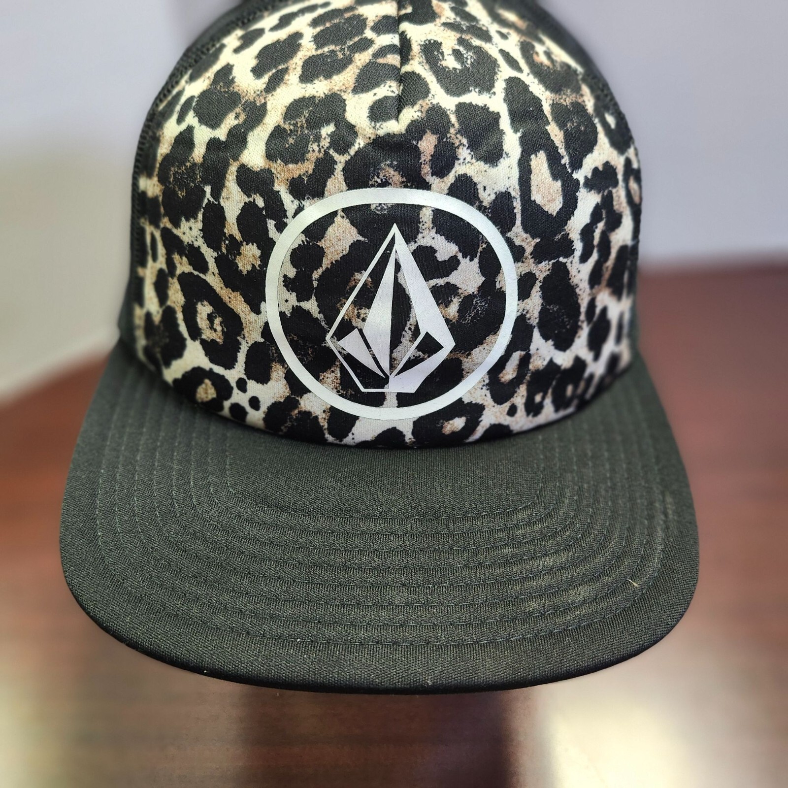 Volcom Leopard Print Trucker Hat Cap Men's Snapback Black