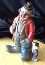 antiker großer Clown mit Buch Keramik Clown Figur farbig 23,5 cm hoch