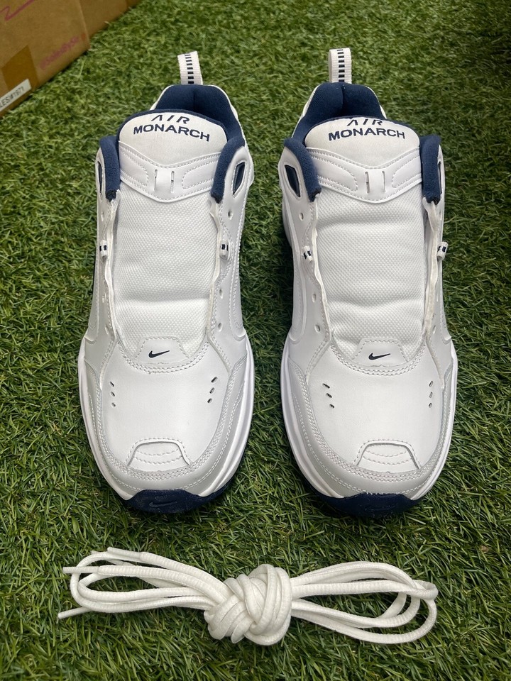 NEW NIKE AIR MONARCH IV TRAINING SHOES MENS SIZE 13 WHITE BLUE NK140 new-nike-air-monarch-iv-training-shoes-mens-size-13-white-blue-nk140