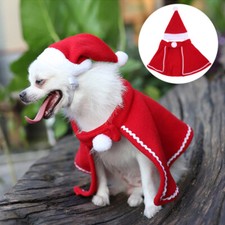 Pet Cat Dog Christmas Costume Clothes Red Cloak Cape Shawl Coat With Hat Decor