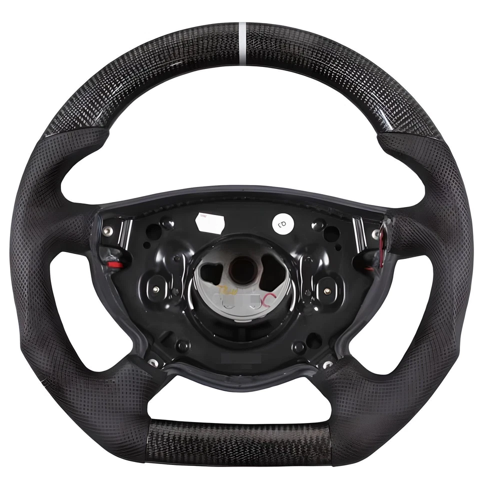 Volante de cuero perforado de fibra de carbono para Mercedes-Benz E55 E320 G Foto 2 de 4