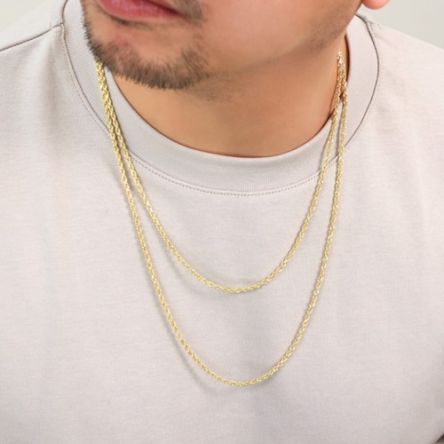 14K Yellow Gold Diamond Cut Rope Chain Necklace 1.5mm - 5mm, Men Women 16"- 30" - Picture 31 of 108