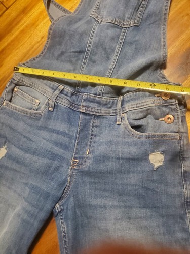 Abercrombie Kids Girl's Distressed Overalls Sz 15/16 Blue Stretch Denim *READ* - Picture 8 of 9