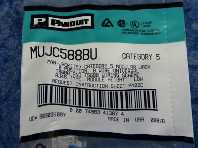 Panduit MUJC588BU Blue PAN-JACK Modular Female CAT5 8 wire