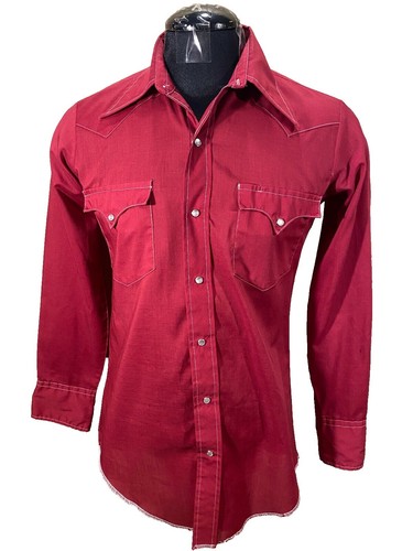 トップス 50s Pilgrim PoloShirt Vintage Pilgrim 1950's Red Cotton Shirt Size Medium Good Condition